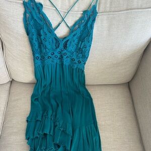 Elegant Teal Lace Dress